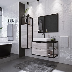 Grossman Мебель для ванной Лофт 90 подвесная шанико/черный – фотография-3